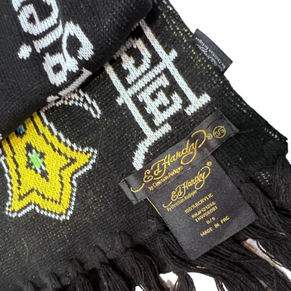 Ed Hardy Christian Audigier Cross Long Fringed Scraf